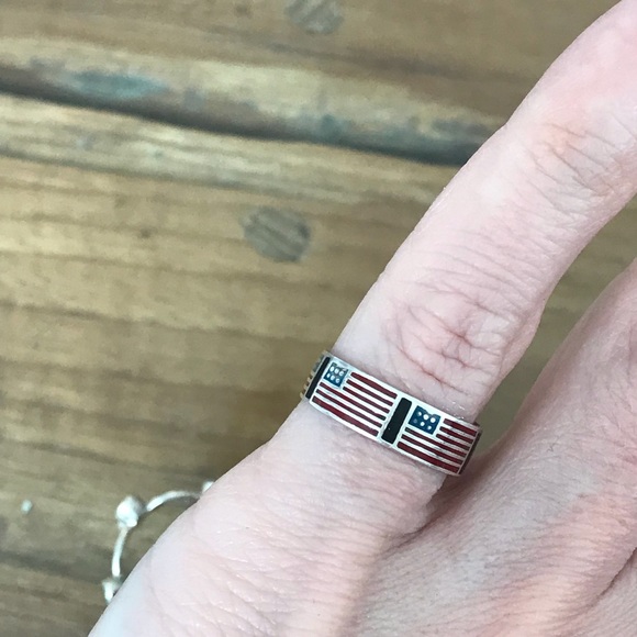 Vintage | Jewelry | Sterling Silver Vintage Usa Flag Enamel Ring Stack ...